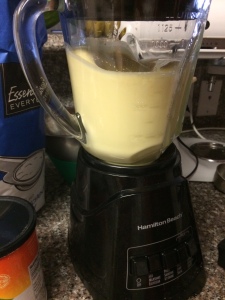 Blend the banana portion of the cream in a blender. 